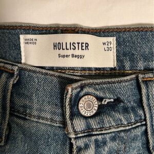 Hollister Men's Super Baggy Stretch Relaxed Fit Jeans - Light Blue